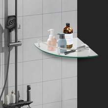 Bathroom Triangular Glass Shelf, Glass Shelf, Tempered Glass Corner Shelf - Clear - View 1