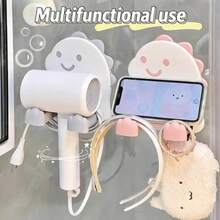 卡通造型吹风机壁挂支架，浴室卫生间手机架，无需钻孔 - 彩色 - 查看 2