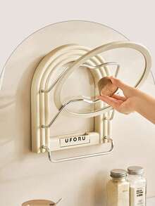 Kitchen Pot Lid Rack, Strong Suction Cup Countertop Lid Holder, Double-Layer Pot Lid & Utensil Storage Organizer - Multicolor - View 5