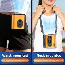 1pc Portable Mini Fan With High-Speed Ice Cooling Function For Waist, 100-Level Stepless Adjustment, USB Rechargeable, Hands-Free Clip Design, Made Of And Durable ABS Material, Perfect For Construction And Camping - Multicolor - View 1