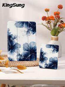 Kingsung 蓝色花纹平板电脑保护套。饰有蝴蝶结和花朵图案，兼容 iPad 9.7/10.2/10.5/10.9/12.9/Pro 11（第十代）、Air 8 (M4) 2026（11 英寸）、Air 6 (M4) 2036（13 英寸），兼容三星 Galaxy Tab S6 Lite 10.4 英寸，兼容 Kindle Paperwhite 第十二代 2024、Kindle 第十一代 2022，柔软防摔，智能支架/自动唤醒/睡眠功能。 - 彩色 - 查看 9