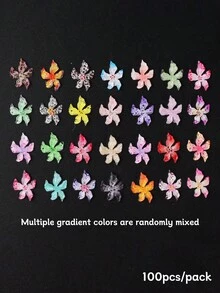 FULL BEAUTY 20/50/100个兰花美甲饰品浮雕百合五瓣花树脂平底美甲装饰婚礼美甲饰品美甲用品 - 彩色 - 查看 9