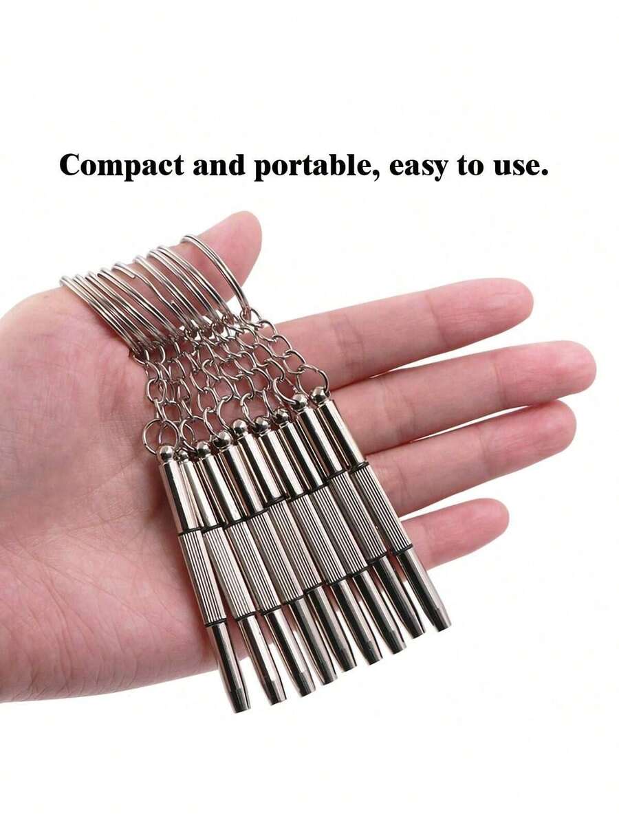 5-10pcs Multi-Functional Portable Screwdriver Set, Screwdriver Keychain, Mini Portable Eyeglass Screwdriver, 3-In-1 Screwdriver, Suitable For Repairing Fashion Glasses, Watches And Glasses, Practical Small Tool, 3-In-1 Mini Screwdriver, Metal Keychain Repair Tool Kit - No Power Required - 3-in-1 Screwdriver - View 1