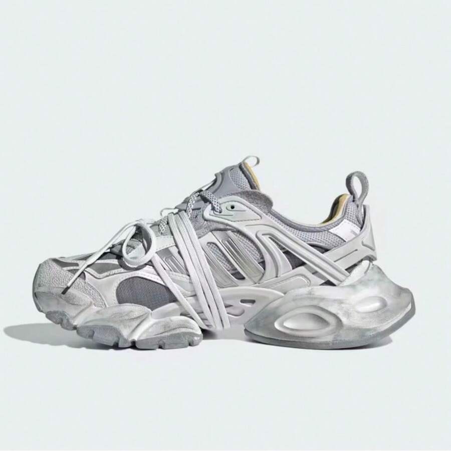 Adidas Originals XLG Runner Deluxe Shoes - Premium Chunky Retro Running Sneakers | Viral 2026 Y2K Aesthetic Dad Shoes | Lightweight Breathable Mesh & Suede Trainers | Comfortable All-Day Wear Thick Sole Footwear | Authentic Unisex Sportswear Classics - Dash Grey - 查看 1