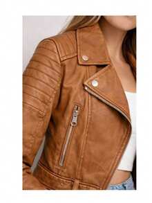 Women's Casual Jacket With Belt - Autumn/Winter Fashion - 駝色 - 查看 2