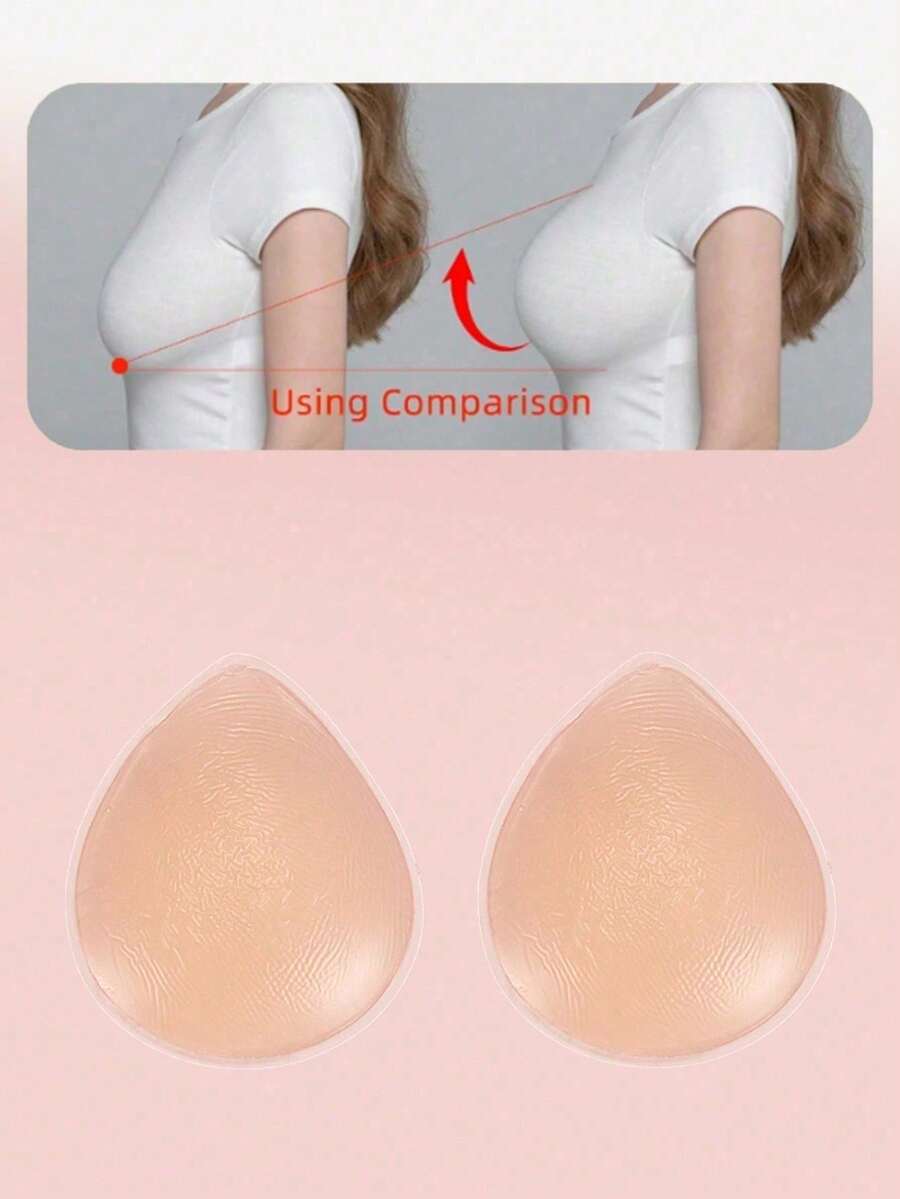 1 par de cubrepezones de silicona con forma de lágrima, impermeables, a prueba de sudor, invisibles y reutilizables para levantar y dar volumen al escote - Multicolor - Ver 1