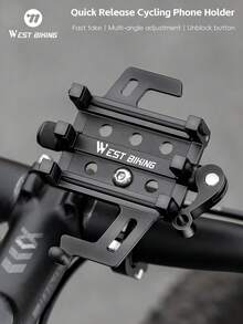 Giá đỡ điện thoại di động gắn xe đạp WEST BIKING, loại bảy chấu, làm bằng hợp kim nhôm, chống sốc, có thể tháo rời, dùng để định vị, phụ kiện xe đạp. - màu đen - Xem 2