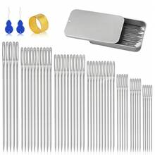 50/70 piezas de agujas de coser hechas a mano, 7 tamaños de agujas de coser afiladas y con ojo para cuero, bordado, tejido, con enhebrador, agujas de reparación, acolchado - Aguja de coser G - Ver 2