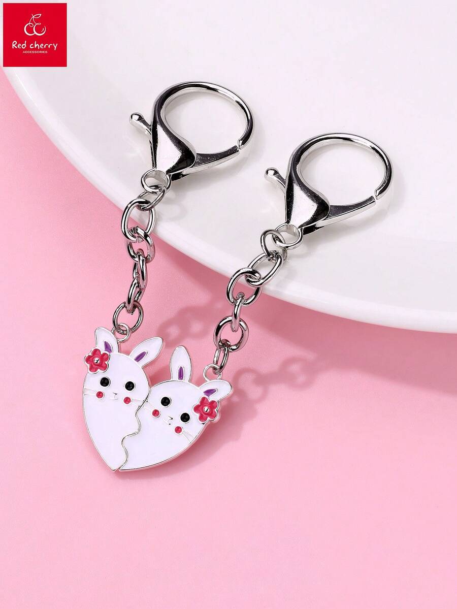 Bộ 2 chiếc móc khóa nam châm hình động vật hoạt hình dễ thương, voi, khủng long, cừu, thỏ, thích hợp để đeo hàng ngày, làm quà tặng, quà dịp lễ. - Nhiều màu - Xem 1