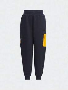 Pantalones jogger minimalistas de punto para niños pequeños Adidas, pantalones deportivos casuales para niños - Azul - Ver 1