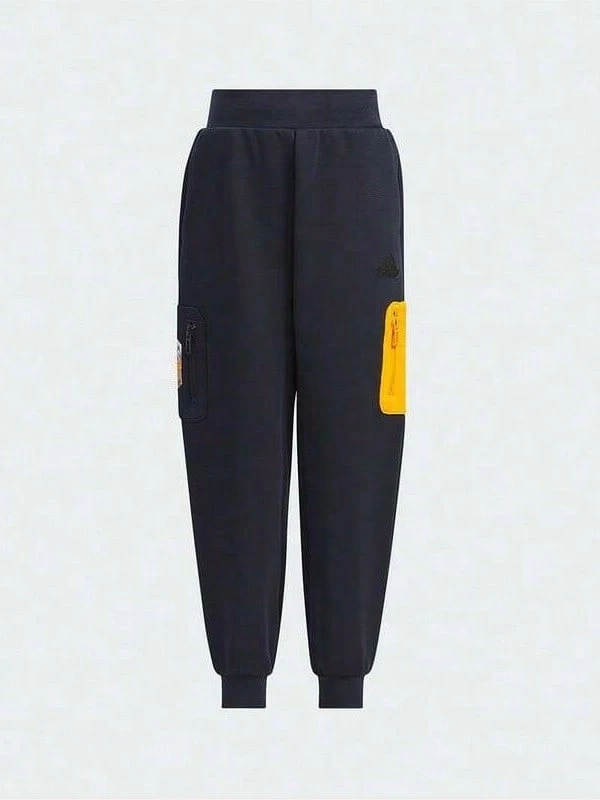 Pantalones jogger minimalistas de punto para niños pequeños Adidas, pantalones deportivos casuales para niños - Azul - Ver 1