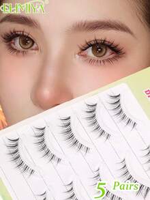 5 Cặp mi giả nhẹ, tự nhiên, cong nhọn, thân trong suốt, đuôi dài, tạo cảm giác tự nhiên khi trang điểm hàng ngày. - màu đen - Xem 1