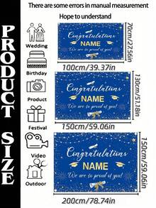 Customized Blue 2026 Personalized Graduation Party Special Custom Name Banner, Photography Backdrop Fabric, Graduation Congratulations Banner, Graduation Party Decor Photo Booth Props, Graduation Poster, Ceremony, No Power Required, 3 Sizes Available - Multicolor - View 4