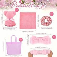 20件套SPA礼品套装 - 5个大号涤纶袋、5个发带、5个发圈、5个毛绒熊布艺玩具 - 非常适合新娘送礼会、单身派对、婴儿派对、母亲节礼物 - 彩色 - 查看 8