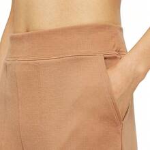 Nike Yoga Luxe 休閒起絨口袋寬鬆直筒中長褲 女款 棕色 - 淺棕色 - 查看 3