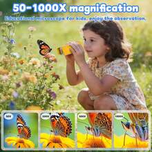 Portable 1000X Handheld Digital Microscope For Kids With 1080P 2.0'' IPS Screen, Photo & Video - STEM Science Educational Toys For Boys Girls, Birthday Gifts For Ages 3-6 6-12 Yellow - Yellow - View 6