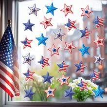 1PC Star-Spangled Banner Style Independence Day Glass Sticker, American National Day Bald Eagle Decorative Window Sticker, Suitable For Bedroom Living Room Study Holiday Decoration Atmospheatic Sticker, Removable PVC Window Decal - Multicolor - View 9