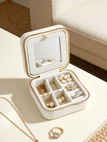 CHANEL High-End White Square Jewelry Box With Mirror - White - View 7