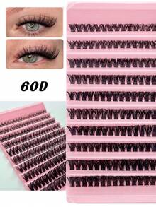 200Pcs D Curl Cluster Lashes, 60D Natural Daily & Festival False Eyelashes, Reusable DIY Lash Extensions - View 1