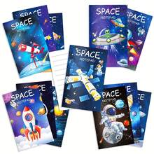 1/6/12 Pcs Outer Space Galaxy Mini Notepad, Science Astronaut Rocket Memo Small Notebook Teacher Classroom Reward Boys Girls Solar System Planets Birthday Theme Party Gift - Astronaut - View 5