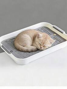 1pc PP Material Double-Layer Litter Box, Pet Toilet, Removable & Washable With Drainage Hole, Suitable For Cats, Small Dogs, Rabbits, Guinea Pigs And Other Small Animals, All Season Use - Multicolor - View 2