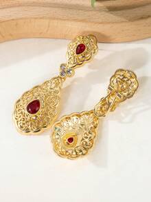 一对摩洛哥风格新娘耳环，镶嵌水钻，女士派对/节日耳环，节日礼物 - D-ER0070 - 查看 6