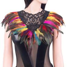 1 pieza Chal de plumas artificiales, poncho de plumas artificiales de fibra de poliéster estilo victoriano, capa, chal, cuello de encaje para hombros, disfraz de bruja para otoño, invierno, primavera y verano - Morado - Ver 3