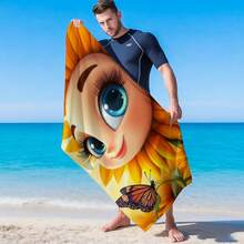 1 buc prosop de plajă cu imprimeu de floarea-soarelui și fluturi, prosop super absorbant cu uscare rapidă pentru înot, pătură moale pentru plajă, potrivit pentru plajă, înot, camping în aer liber, călătorii, esențial ideal pentru plajă (40 * 80 cm foarte mic) - C - Vizualizare 5