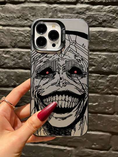 1 st svart skräckanime-skal med personligt mönster, heltäckande TPU-skal som motstår fall, kompatibelt med Apple 16 15 14 13 12 11promax