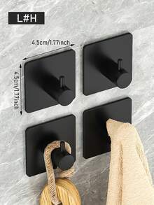 1/4pcs Modern Metal Wall Hooks, Adhesive Wall Hooks, Easy To Install, Suitable For Hanging Towels, Clothes, Bath Balls, Etc., Practical Hooks And Towel Racks For Kitchen, Bathroom, Shower, Bathroom Storage Rack, Bathroom Decor, Home Decor - Multicolor - View 9