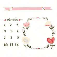 Baby Monthly Milestone Photography Backdrop Cloth, Creative Number Pattern Photo Blanket Background, Unforgettable Photo Shooting Props, Multifunctional Newborn Blanket Baby Shower Family Decorations Gifts Baby Shower Easter Gifts Things For Girls/Boys - Pink - View 6