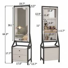 360° Jewelry Cabinet With Full-Length Mirror, Rotating Jewelry Cabinet With 2 Lower Drawers, Freely Rotatable, Spacious Storage Space - white - 查看 3