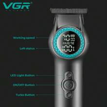 VGR Electric Hair Clipper, Professional Hair Cutter, Digital Display, Wireless Clipper, Rechargeable, Salon/Home Use V-990 - Multicolor - View 3