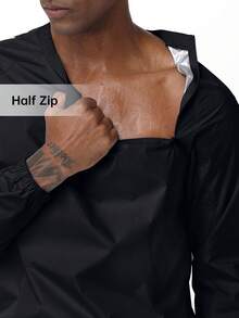HOTSUIT Men's Solid Color Half Zip Pullover Pullover Sweatshirt Jacket, With Side Zipper, Lightweight Suitable For Gym, Fitness And Training - Black - View 3
