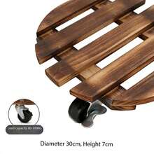 Xe đẩy chậu cây bằng gỗ có bánh xe xoay khóa được, giá đỡ cây di động chịu tải nặng dành cho chậu cây lớn, máy tạo ẩm và xô chậu, tải trọng 80-100 kg. - tròn - Xem 2