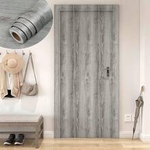 1 Roll Wood Grain Self-Adhesive Contact Paper, Removable Vinyl Wallpaper In Brick And Wood Style, Suitable For Home Decor, Room Decoration, Countertop, Cabinet, Furniture Decor, Wall Decor, Random Pattern Matching - B-Grey - View 2