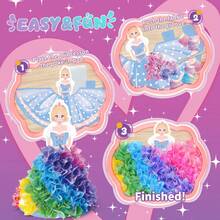 Conjunto Criativo de Arte Poke 3D de Princesa, Decorações de Vestido de Princesa Poke de Tecido DIY, 5 Estilos de Princesa, Brinquedo de Arte Criativa Presente para Meninas com 3+ Anos de Idade - Artesanato - Visão 8