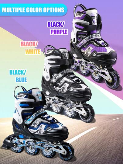 FREE STAR Fashionable Inline Skates With Adjustable Size, High-Elastic PU Wheels, Soft Shoe Body, Suitable For Beginners And Training, Unisex Casual Outdoor Sports Shoes For All Seasons