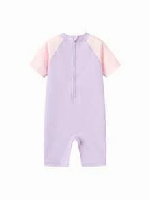 Balabala Young Girl New Unicorn Print Rash Guard Swimsuit With Shorts, Chlorine Resistant & UV Protection - Pink - View 2