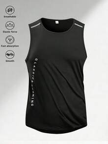 Men's New Summer Sleeveless Sports Tank Top - Breathable, Quick-Drying, Stretchy, Fast Sweat-Absorbent & Smooth, Ideal For Gym, Running & Training - Black - View 3
