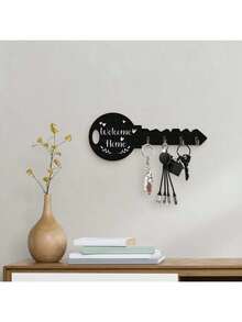 1pc Wall Mounted Key Holder Hook With 4 Hooks Mail Organizer Rack, Shelf Included - Key Hanger With Home Decor Accessories, Key Storage Wall Mount, Wall Decor, Faux Leather Key Hook, Suitable For Living Room And Bedroom - Multicolor - View 5