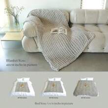 Maetoow - Manta de punto grueso de chenilla 40 x 50 pulgadas hecha a mano cálida y acogedora para sofá cama decoración del hogar banquero de forro polar suave mantas gruesas bohemias y mantas - Gris - Ver 5