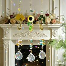 Boho Plant Crystal Suncatcher, Rainbow Prism Hanging Decor, Bedroom Balcony Garden Car Atmosphere Decoration, Girlfriend Festival Gift - 1 Item - View 3