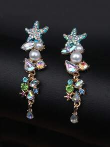 1 Pair Fashionable Crystal Starfish Earrings, Suitable For Party, Vacation, Holidays - Starfish Earrings - View 7