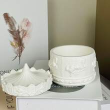 Bộ 2 chân nến xoay bằng thạch cao thủ công, giá đỡ nến tự làm, quà tặng sinh nhật. - 2pcs - Xem 3