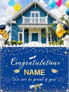 Customized Blue 2026 Personalized Graduation Party Special Custom Name Banner, Photography Backdrop Fabric, Graduation Congratulations Banner, Graduation Party Decor Photo Booth Props, Graduation Poster, Ceremony, No Power Required, 3 Sizes Available - Multicolor - View 5