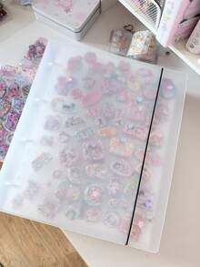 Album sưu tập sticker dễ thương khổ A4 - Bìa PP mờ có dây chun, album sticker tái sử dụng để sưu tập sticker lấp lấp 3D và đồ dùng nhật ký. - A4 - Xem 5