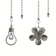 Vintage-Style Ceiling Fan Pull Chain Set: 2 Decorative Fan Pull Chain Extensions With 12inch Ball Chains And Connectors - Perfect For Home Decoration And Celebrations - Silver - View 2