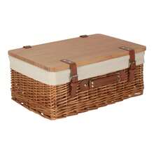 Red Hamper 36cm Double Steamed Willow Picnic Basket With Pinewood Lid - White - View 4