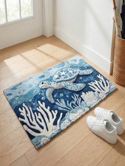 这款浴室地垫采用海龟图案设计，非常适合用于浴室、玄关、厨房以及其他各种场合。它也是节日装饰的理想之选，并可作为礼物赠送。